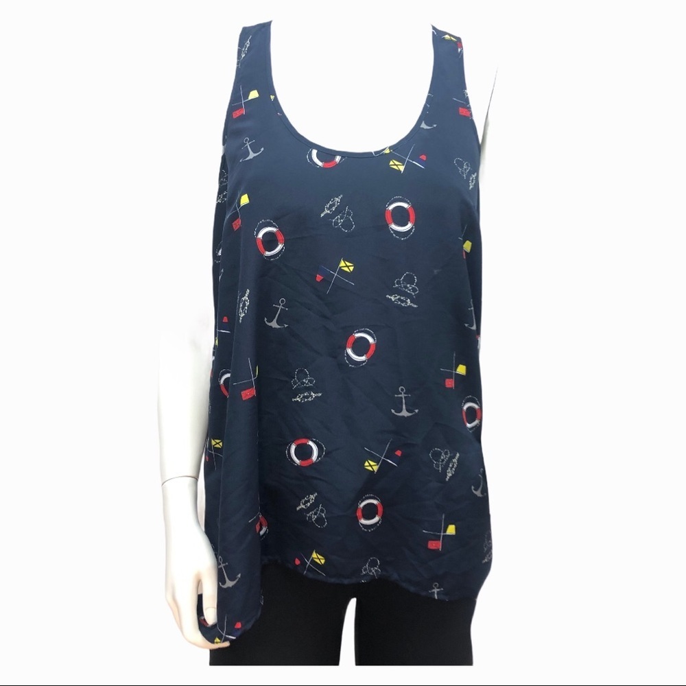 Pim + LARKIN blue nautical tank top medium
